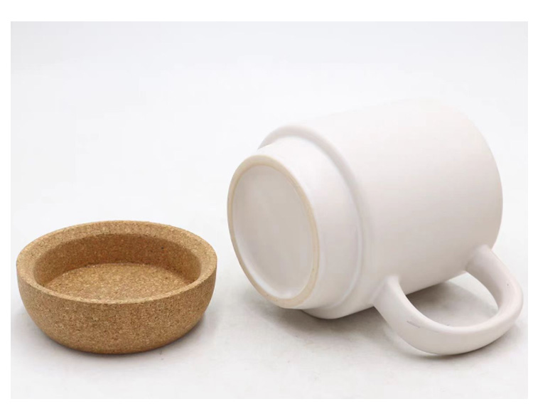 400ml ceramic mugs with cork bottom and lid