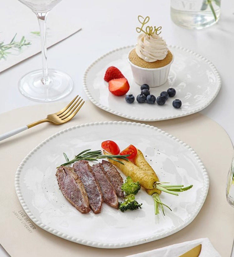 bulk buy white ceramic steak plates