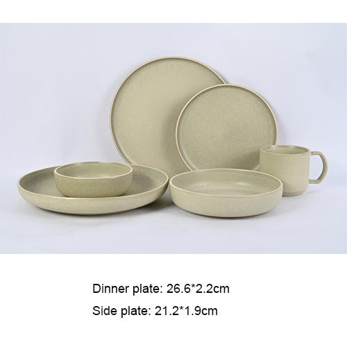 matte finish reactive green ceramic plates bowls