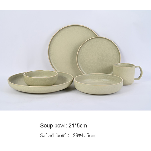 matte finish reactive green ceramic dinner set