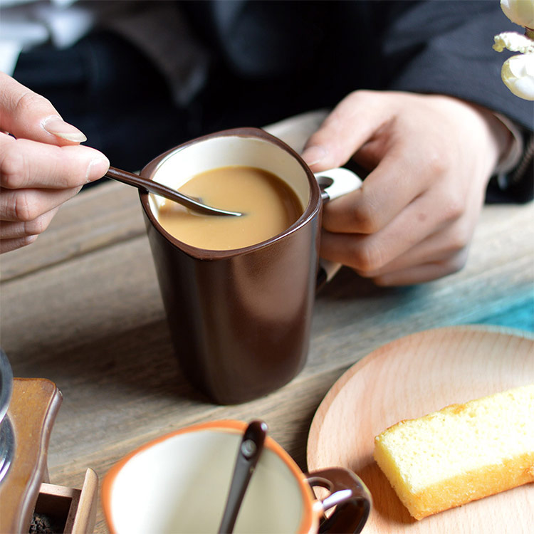 Frosted Matte Ceramic Cup with Spoon