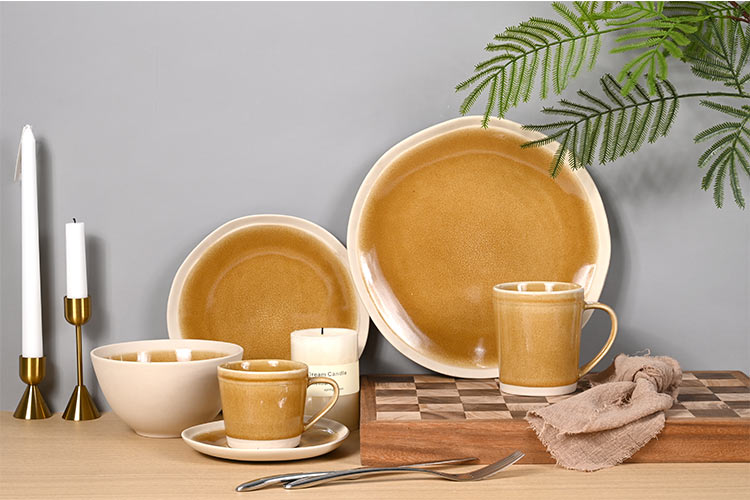 reactive glazed dinnerware set