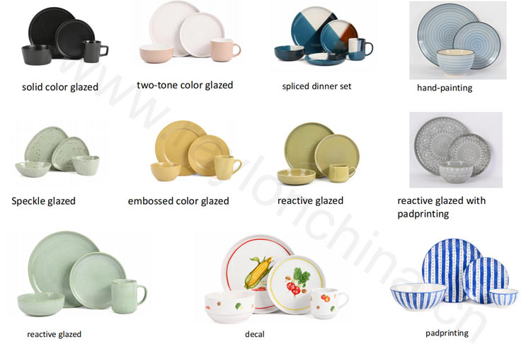 different finishes in ceramic dinnerware
