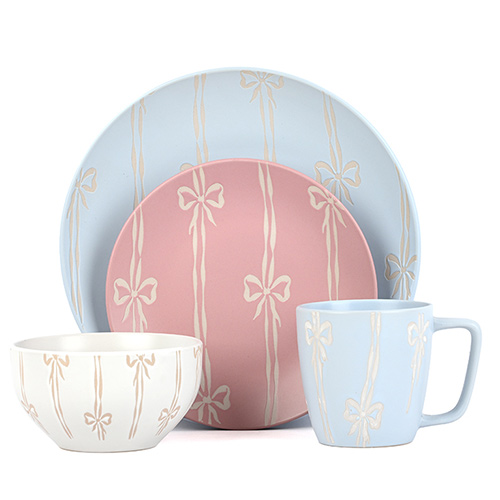 bowknot design stoneware dinner plates bowls