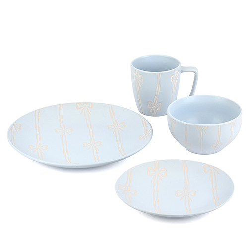 blue color stoneware dinner set for sale