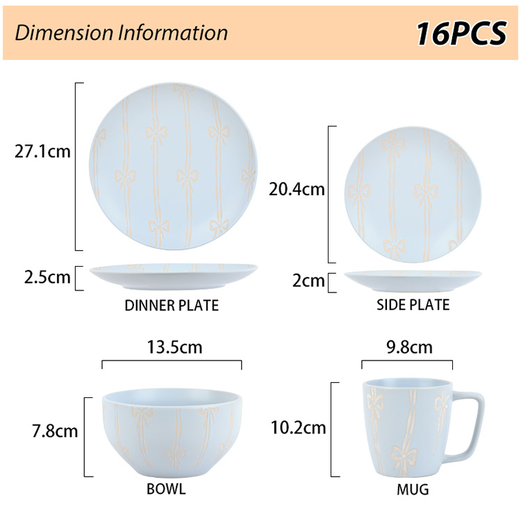 bowknot design stoneware dinnerware set