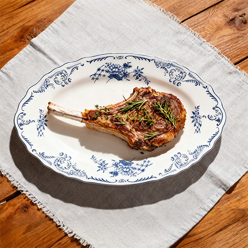 Blue Floral Deep Plates Set
