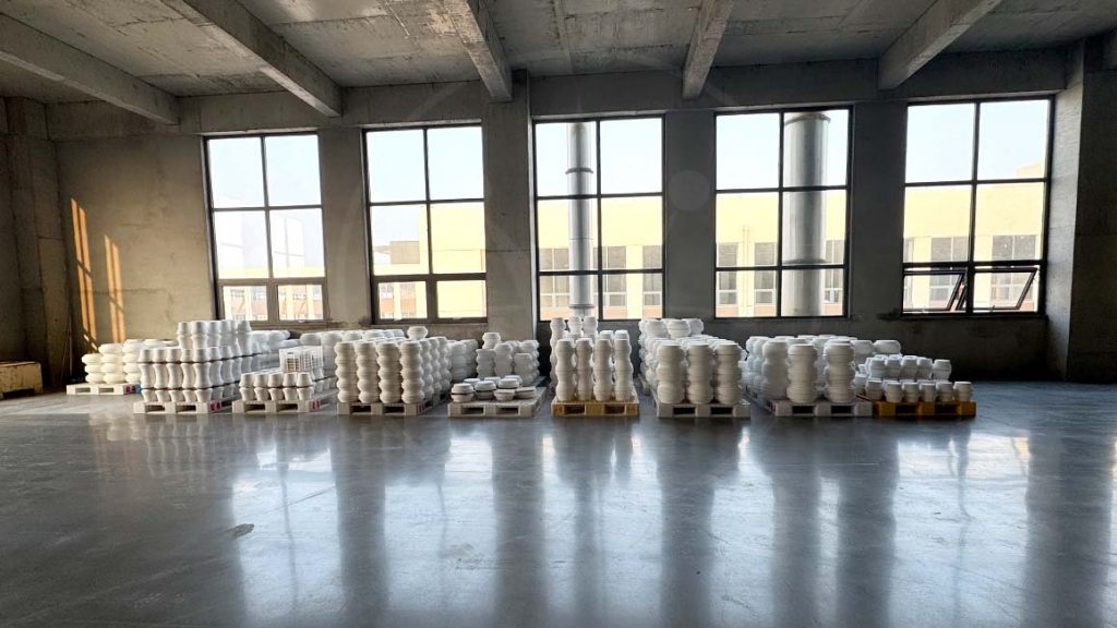 Various molds used for ceramic tableware production and shape development